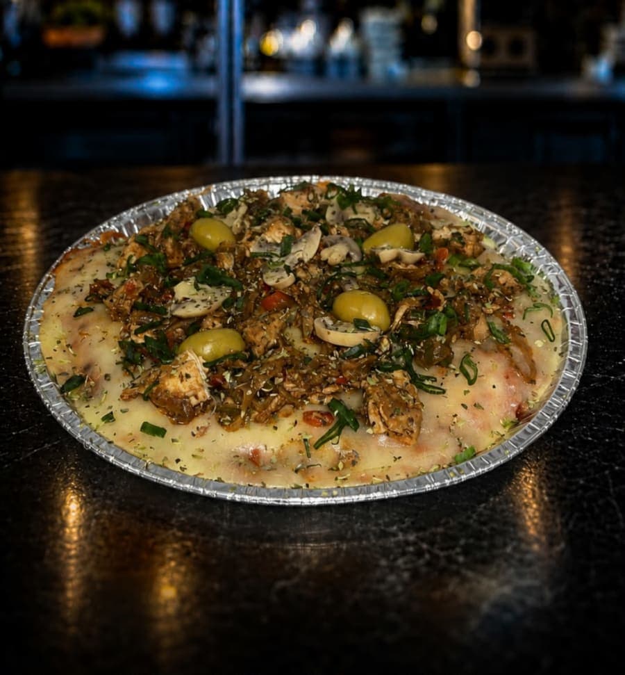 Pizzeta plato Pollo, champiñón y verdeo